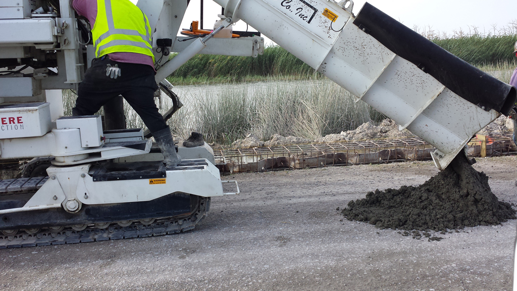 Sheet pile installation for the construction of road retaining wall